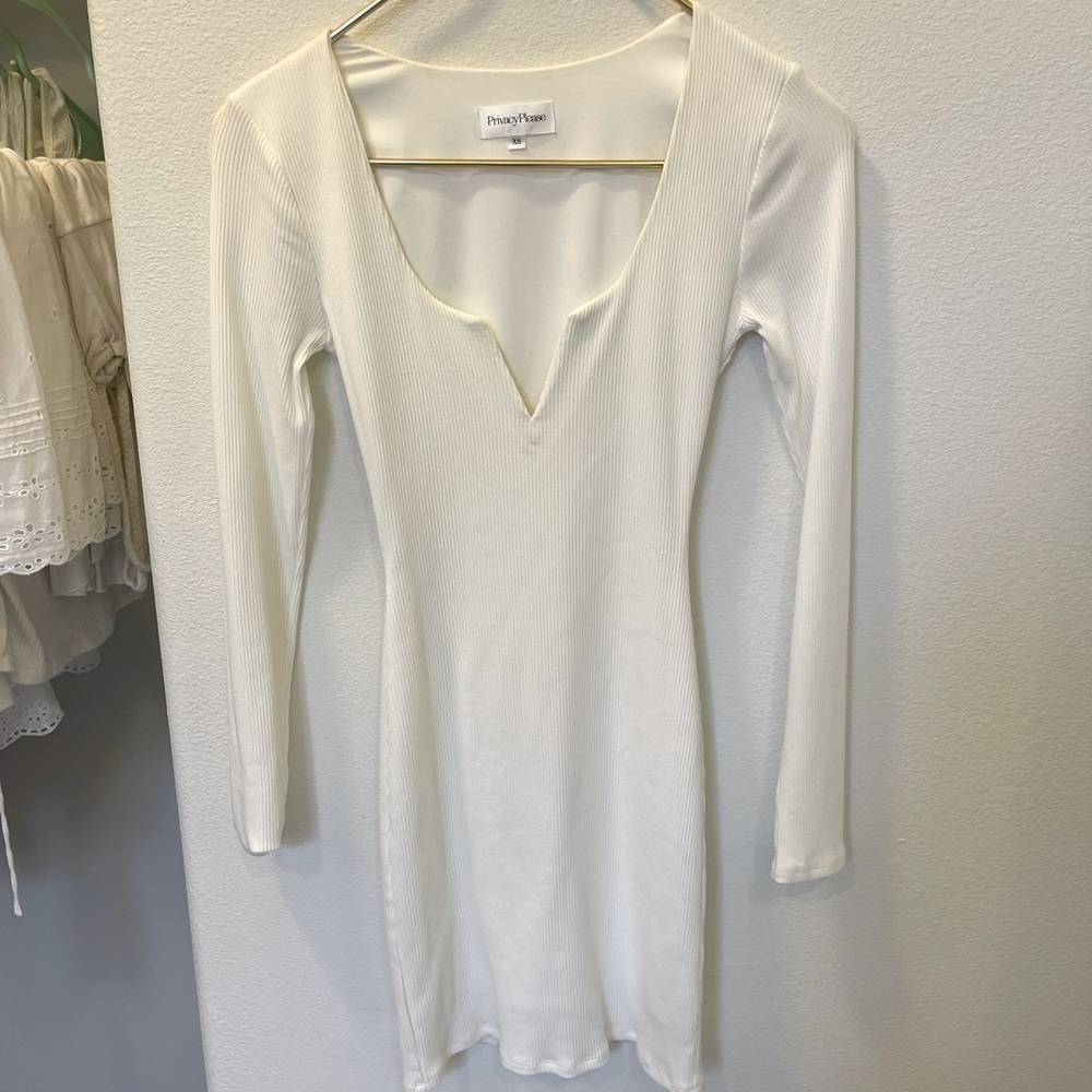 🤍White Long Sleeve Mini Dress